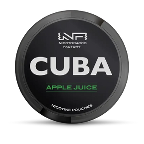 CUBA Apple Juice nicotine pouches can, front view
