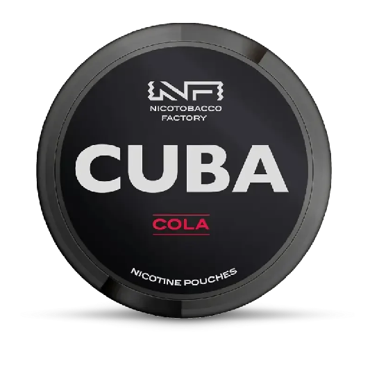 CUBA Cola nicotine pouches can, front view