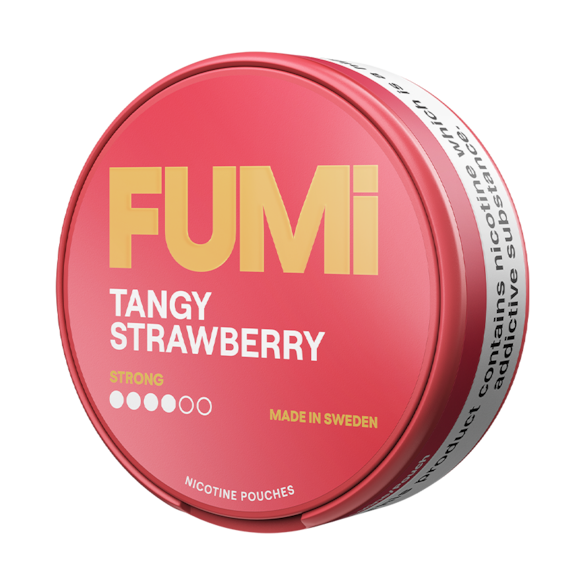 Fumi Tangy Strawberry nicotine pouches packaging on a white background