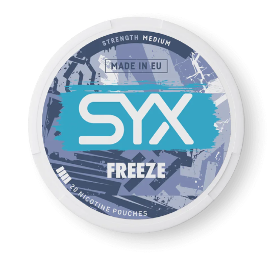 SYX Freeze medium-strength nicotine pouches can, front view