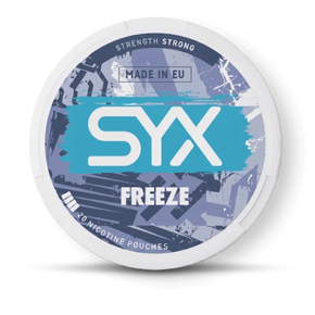 SYX Freeze medium-strength nicotine pouches can, front view