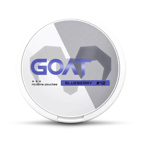 GOAT Blueberry #12 nicotine pouches can, front view with shadow