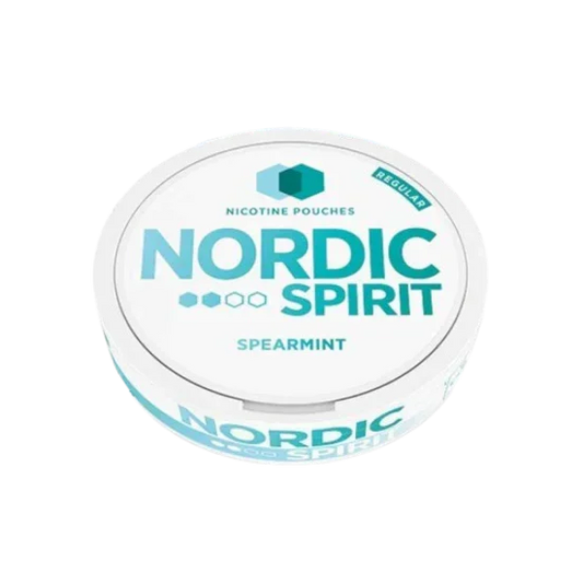 Nordic Spirit nicotine pouches packaging with spearmint flavor on a white background