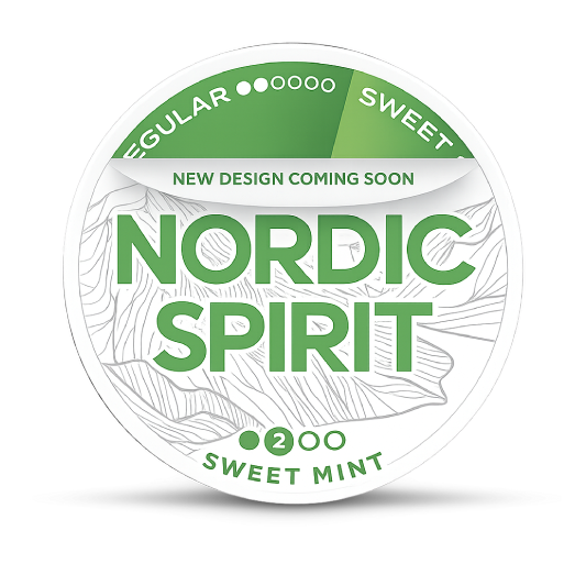 Nordic Spirit nicotine pouches label with green text on a white background