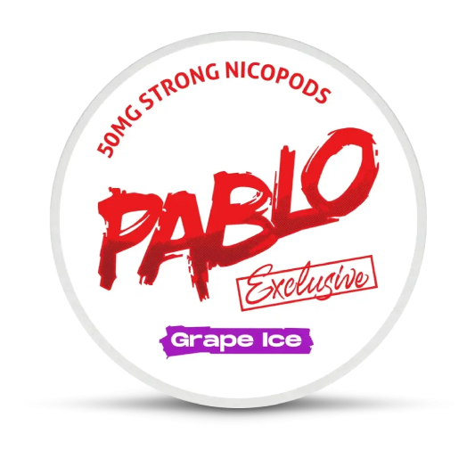 PABLO Grape Ice nicotine pouches can, angled view