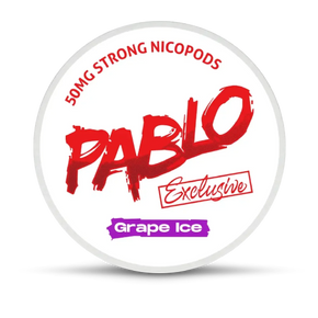 PABLO Grape Ice nicotine pouches can, angled view