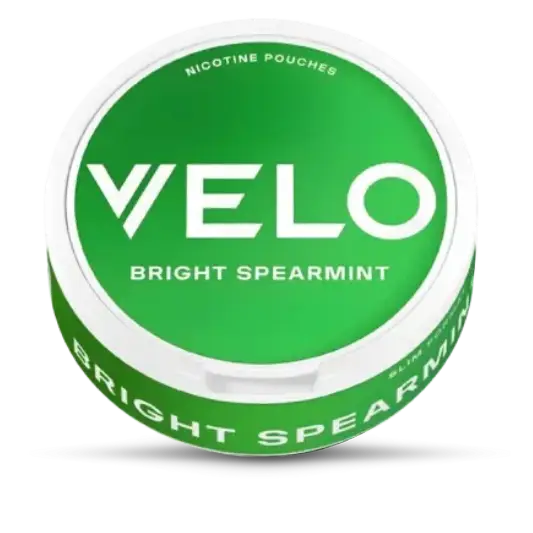 Green Velo nicotine pouch container on a white background