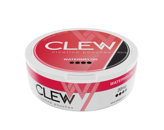 Watermelon 20mg nicotine pouches can, angled view