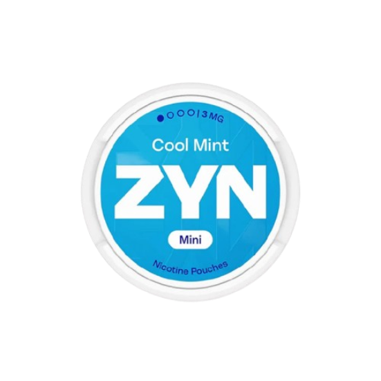 ZYN Cool Mint Mini nicotine pouches container on a white background