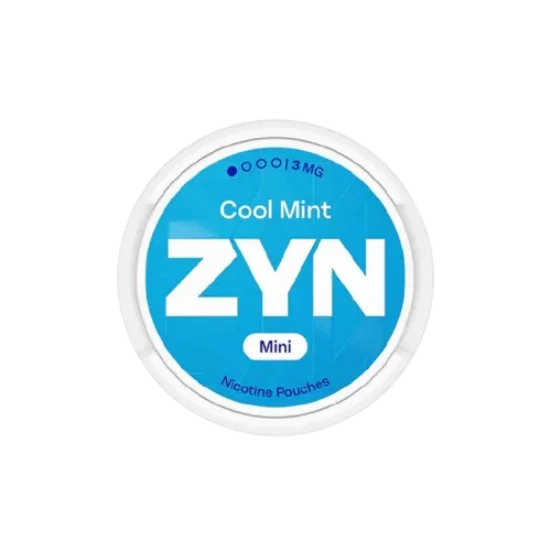 ZYN Cool Mint Mini nicotine pouches container on a white background