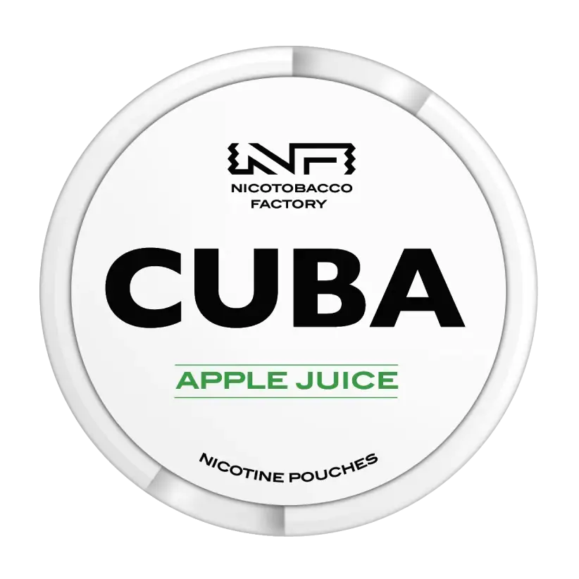 CUBA Cola nicotine pouches tin by Nicotobacco Factory, featuring a minimalist white design with bold black and red text.