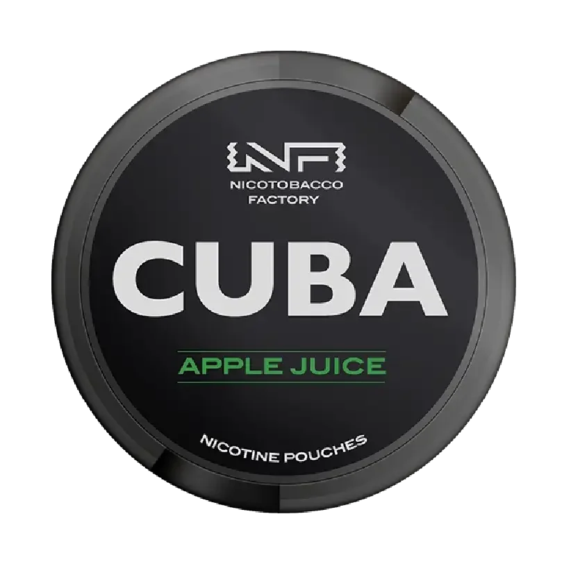 CUBA Apple Juice nicotine pouches can, front view