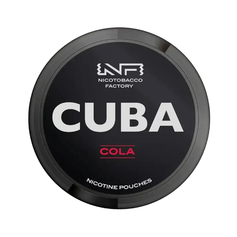 CUBA Cola nicotine pouches can, front view