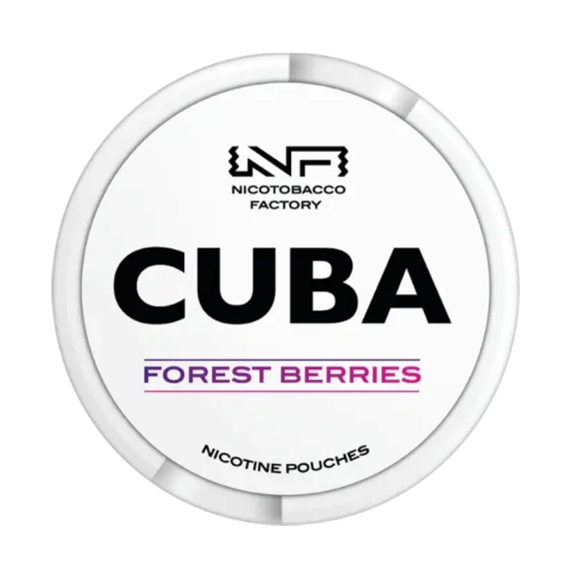 CUBA Cola nicotine pouches tin by Nicotobacco Factory, featuring a minimalist white design with bold black and red text.