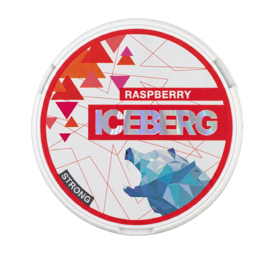 Iceberg Raspberry Medium nicotine pouches can, front view
