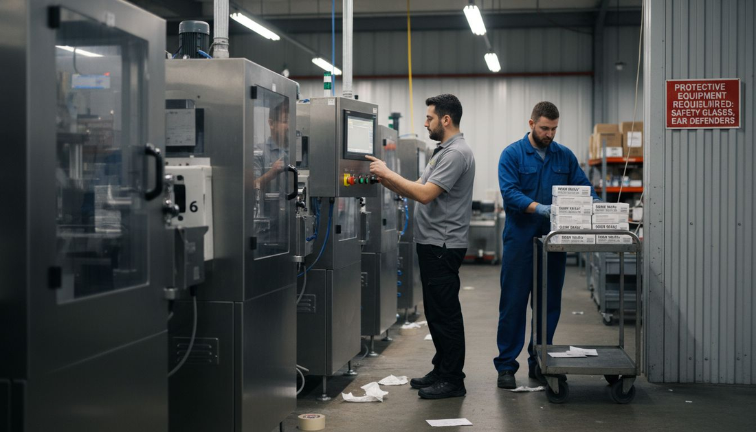 Technicians working in nicotine pouch factory