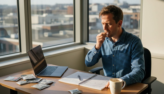 Man using nicotine pouch in office