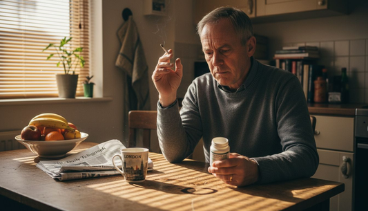 Man deciding between cigarette and pouch