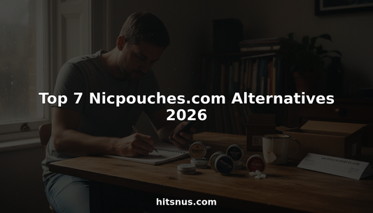 Man comparing nicotine pouch brands at apartment table