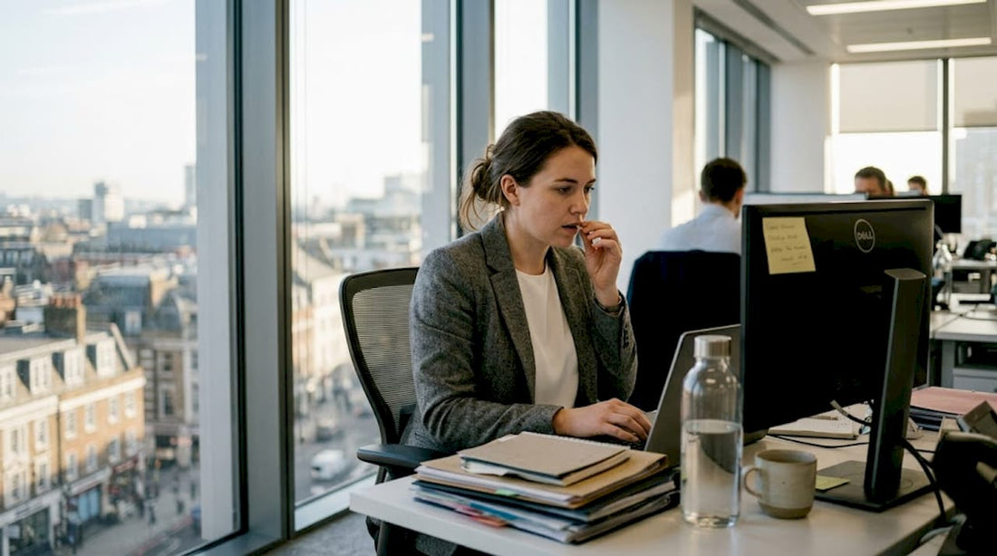 Professional using nicotine pouch discreetly at work