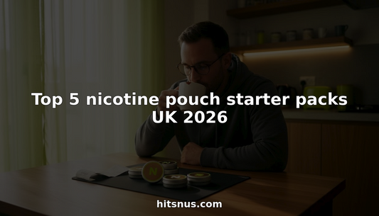 Man reviewing nicotine pouch starter packs at kitchen table