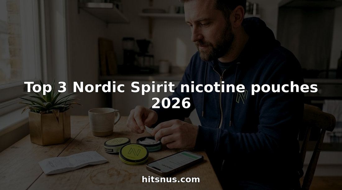 Man comparing open nicotine pouch tins at kitchen table