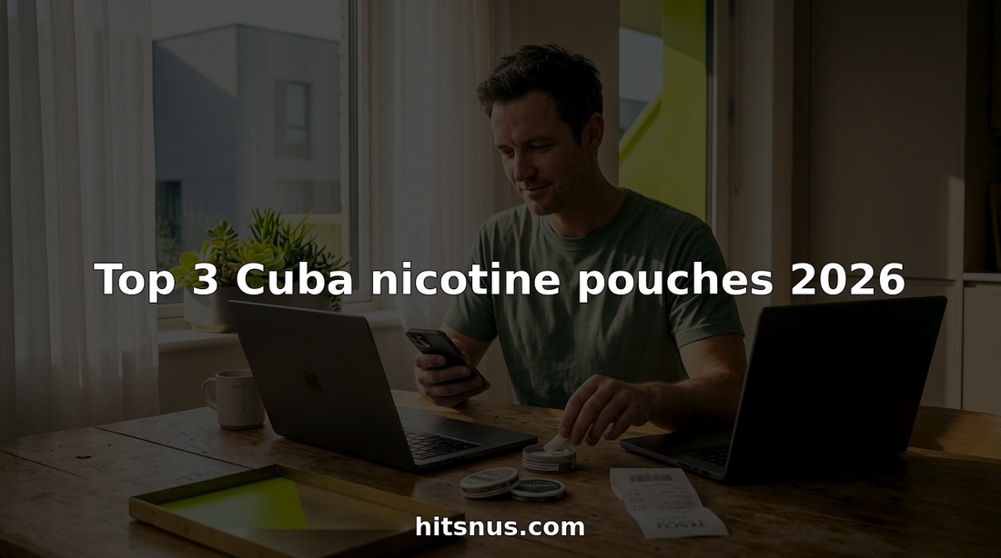 Adult places nicotine pouch at kitchen table