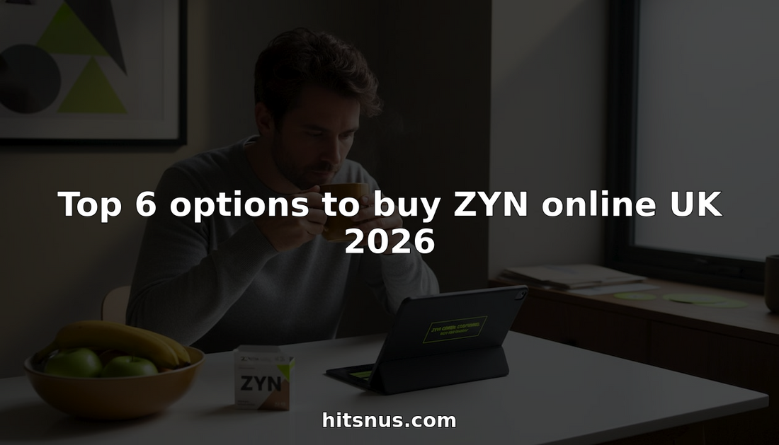 Man buying ZYN pouches online in UK kitchen