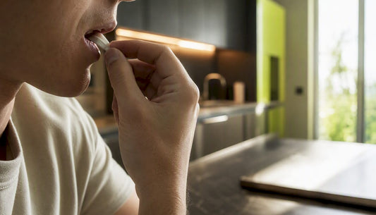 Hand removing nicotine pouch from mouth