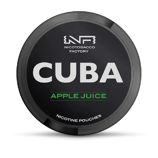 CUBA Apple Juice nicotine pouches can, front view