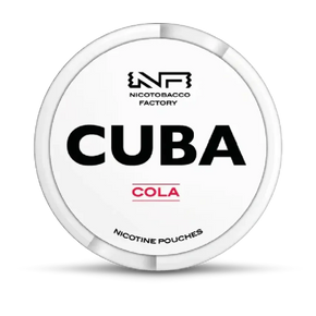 CUBA Cola White nicotine pouches can, front view