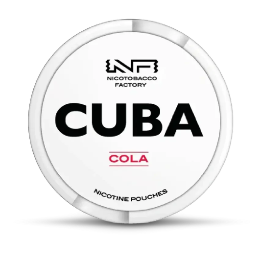 CUBA Cola White nicotine pouches can, front view