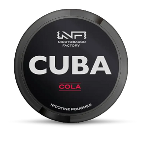 CUBA Cola nicotine pouches can, front view