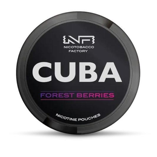 CUBA Forest Berries nicotine pouches can, front view