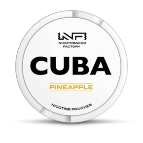 CUBA Pineapple white can nicotine pouches, front view