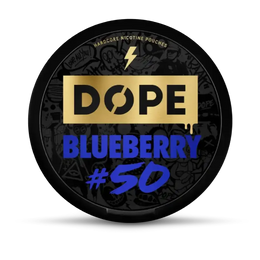 DOPE 50 Blueberry nicotine pouches can, front view