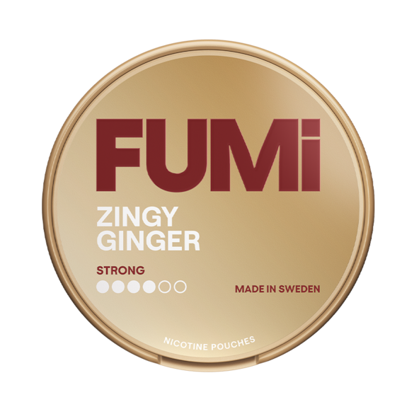 Fumi Zingy Ginger nicotine pouch container on a white background