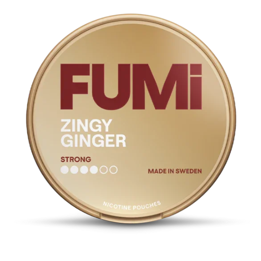 Fumi Zingy Ginger nicotine pouch container on a white background