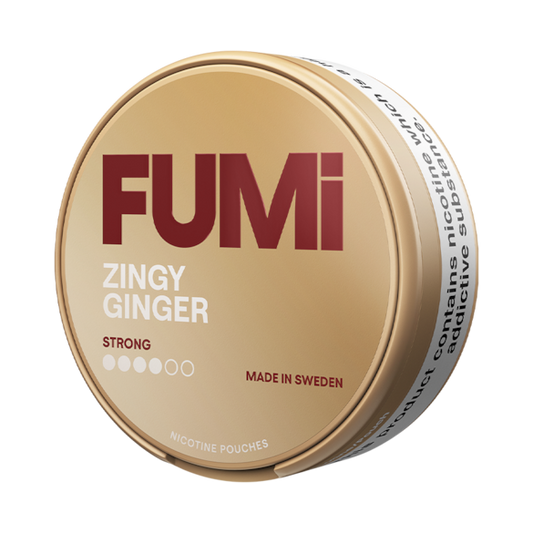 Fumi Zingy Ginger nicotine pouch container on a white background