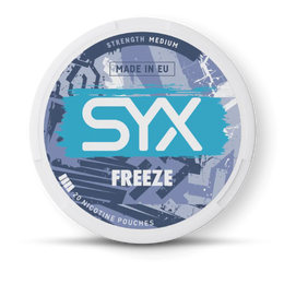 SYX Freeze medium-strength nicotine pouches can, front view