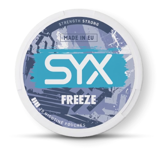 SYX Freeze medium-strength nicotine pouches can, front view