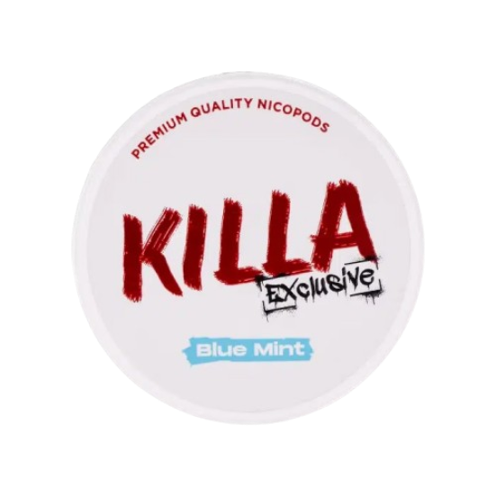 Killa Exclusive premium quality nicopods container with blue mint flavor on a white background