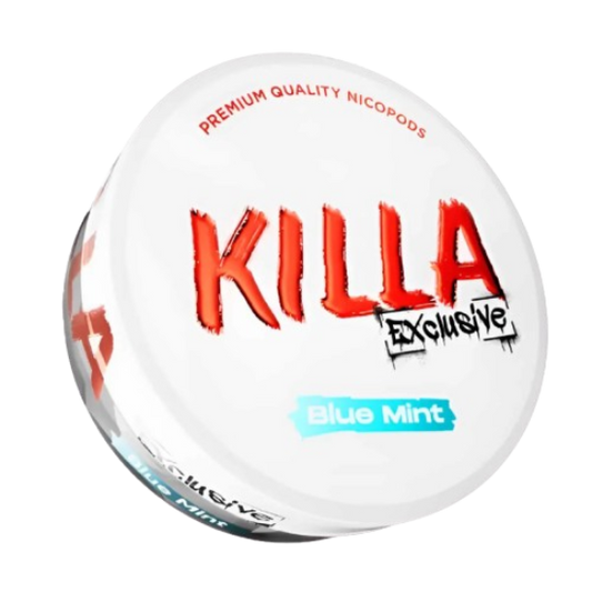 Killa Exclusive premium quality nicopods container with blue mint flavor on a white background