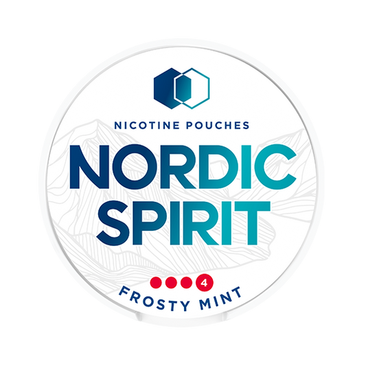 Nordic Spirit nicotine pouches label with blue and white design