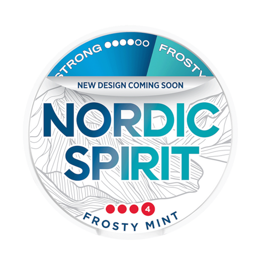 Nordic Spirit nicotine pouches label with blue and white design