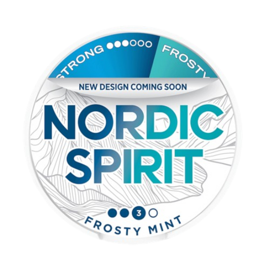 Nordic Spirit product packaging with text about a new design coming soon.