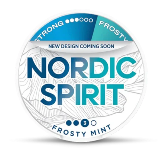 Nordic Spirit product packaging with text about a new design coming soon.