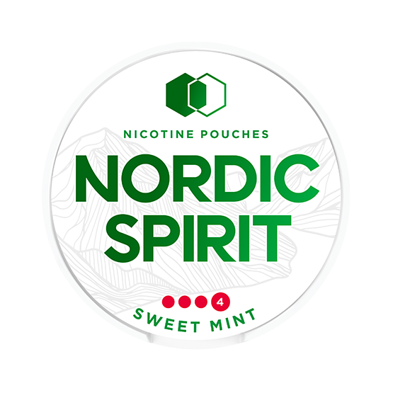 Nordic Spirit nicotine pouches packaging with green text on a white background