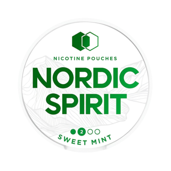 Nordic Spirit nicotine pouches label with green text on a white background