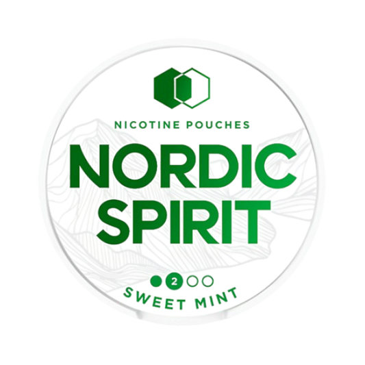 Nordic Spirit nicotine pouches label with green text on a white background